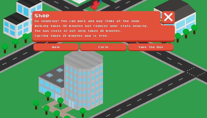 The world view where the player could travel to different places.